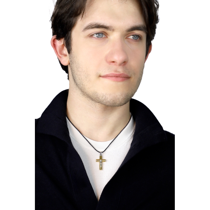 Pendentif avec Christ en or blanc et jaune 18K