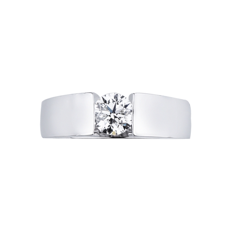 Bague solitaire or blanc 18k avec diamant 0,70 ct taille brillante