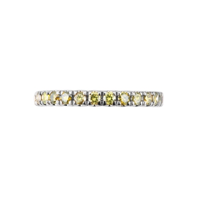 Bague Eternity en or blanc 18k avec diamants jaunes