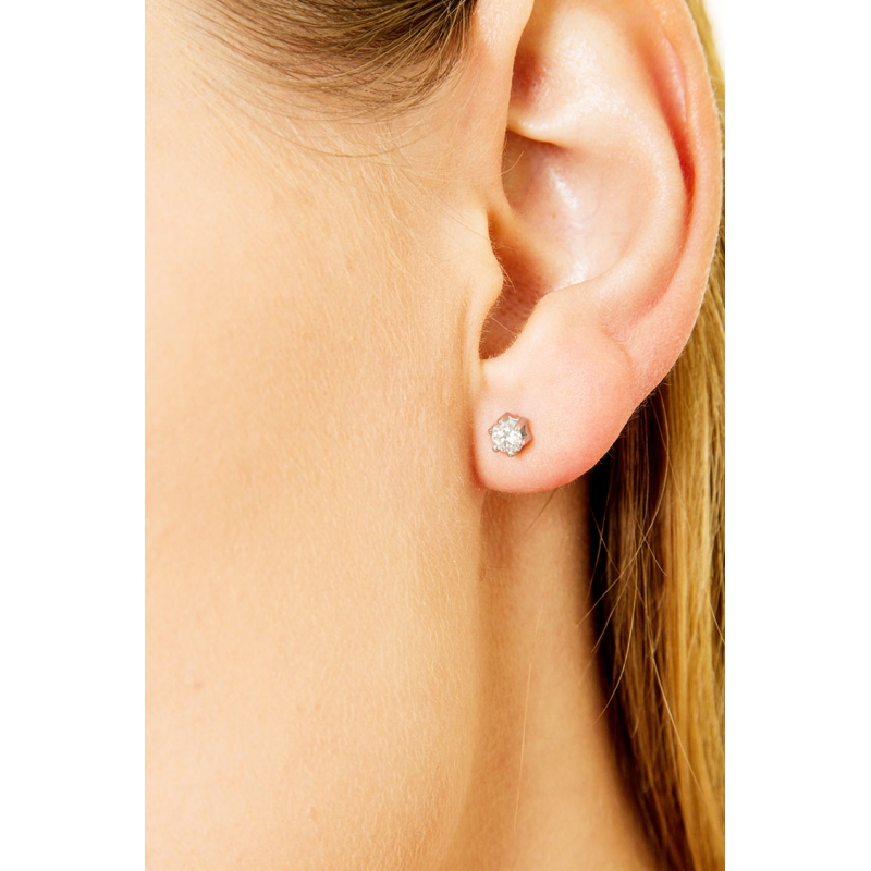 Mono boucle d oreille mono à six griffes en or blanc 18k 
