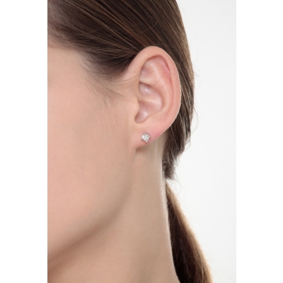 Boucle d'oreille individuelle diamant et or blanc 18k 