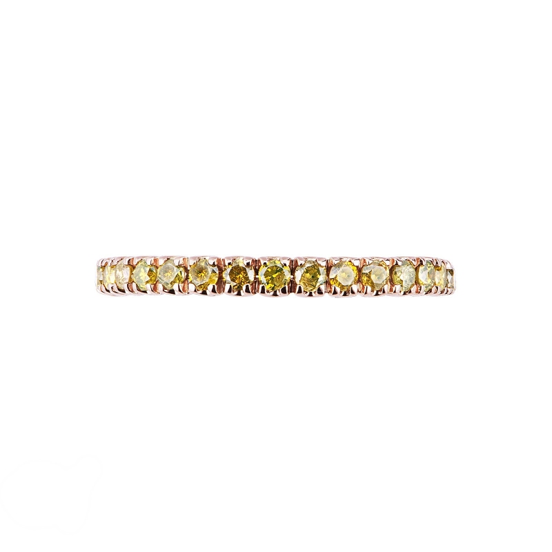 Bague Eternity en or rose 18k avec diamants jaunes