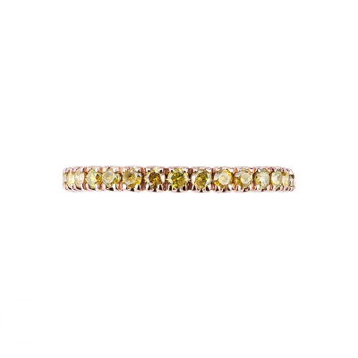 Bague Eternity en or rose 18k avec diamants jaunes