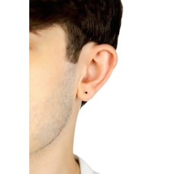 Boucle d’oreille unique en or blanc 18k avec diamant noir 2