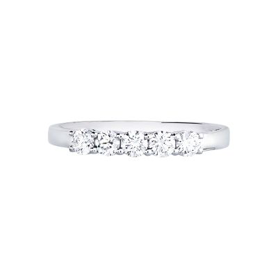 Demi-Alliance 5 Diamants 0.40ct Or Blanc 18K