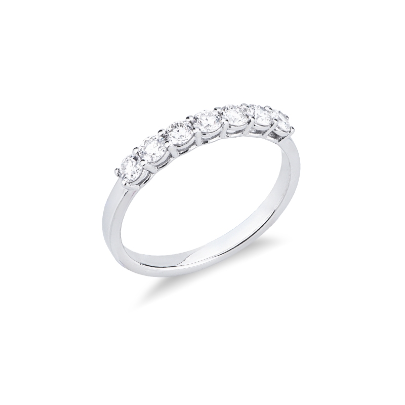 Demi-Alliance 7 Diamants Or Blanc 18K CT 0,55