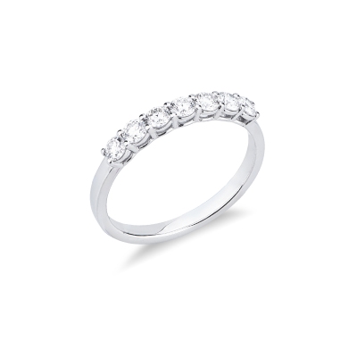 Demi-Alliance 7 Diamants Or Blanc 18K CT 0,55