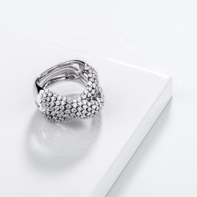 Bague bande Or 18k pavé diamants