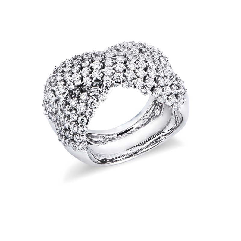 Bague bande Or 18k pavé diamants