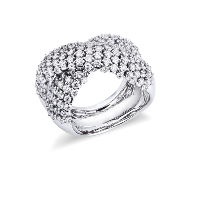 Bague bande Or 18k pavé diamants