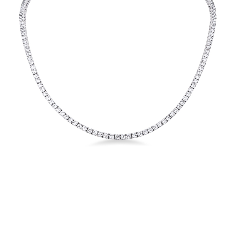 Collier tennis linéaire en or blanc 750 avec diamants