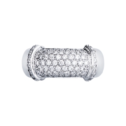 Bague élastique en or blanc 18k avec pavé de diamants 2