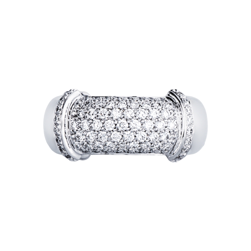 Bague élastique en or blanc 18k avec pavé de diamants