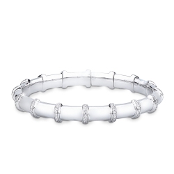 Bracelet élastique en or blanc 18k avec rangées de diamants