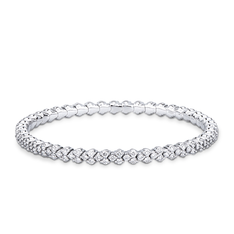 Bracelet élastique design en or blanc 18k avec diamants