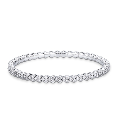 Bracelet élastique design en or blanc 18k avec diamants