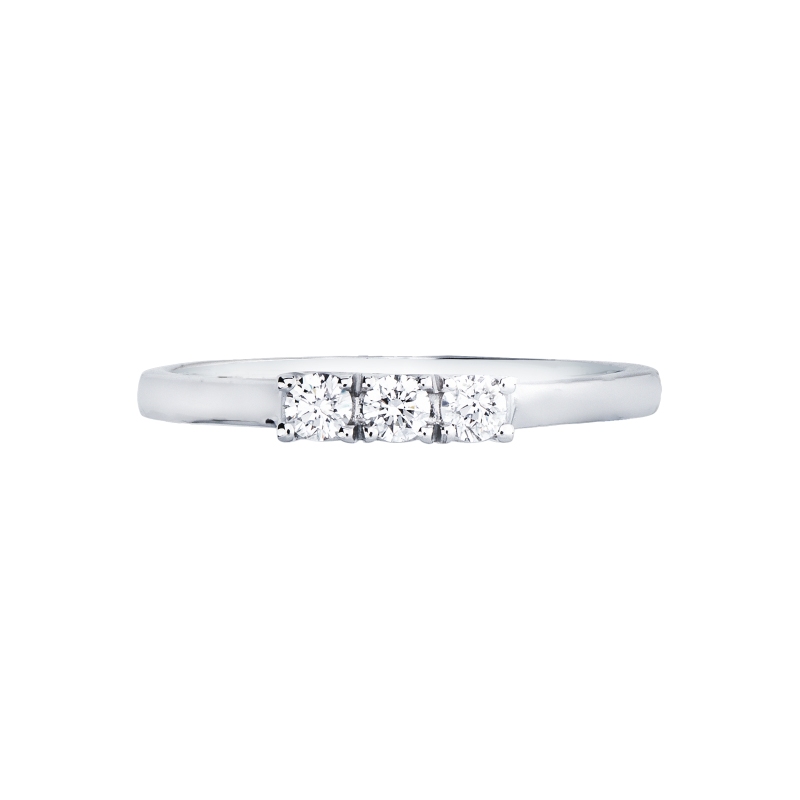 Bague trilogy linéaire en or blanc 18k avec diamants 0.15 ct