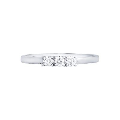 Bague trilogy linéaire en or blanc 18k avec diamants 0.15 ct