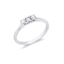 Bague trilogy linéaire en or blanc 18k avec diamants 0,21 ct