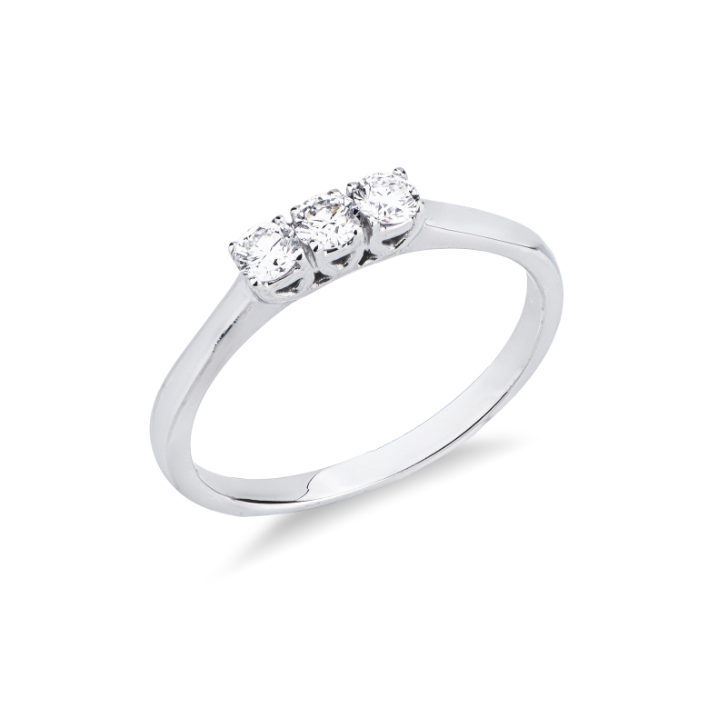 Bague trilogy femme en or blanc avec diamants 0.30 ct