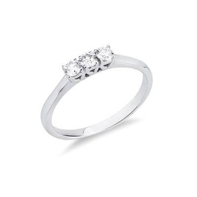 Bague trilogy femme en or blanc avec diamants 0.30 ct