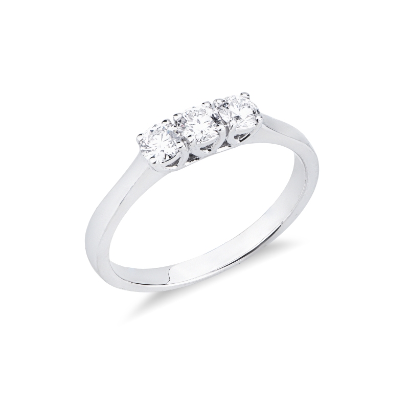 Bague de fiançailles trilogie 0.45 ct or blanc 18k