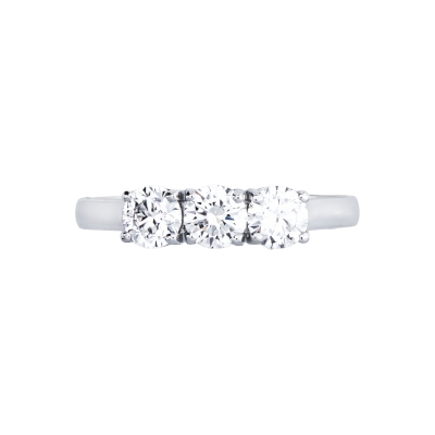 Demi-alliance avec 3 diamants taille brillant de 0,90 ct en or blanc 18k