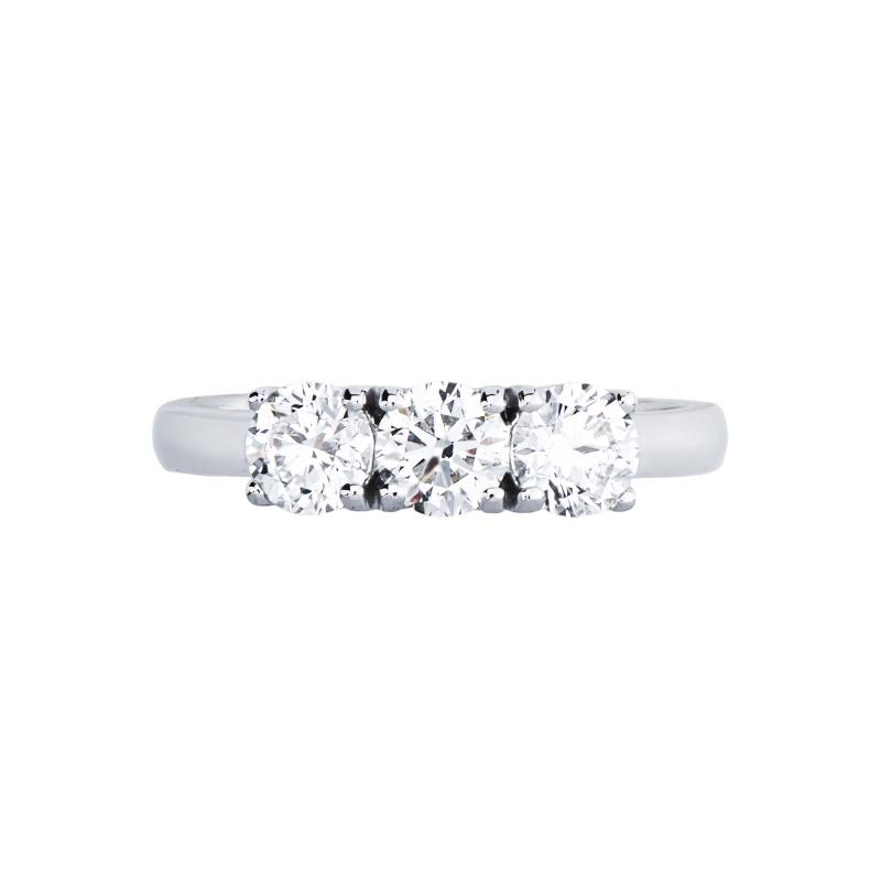 Bague trilogy en ligne or blanc 18k avec diamants