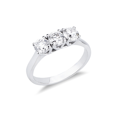 Bague trilogy en ligne or blanc 18k avec diamants