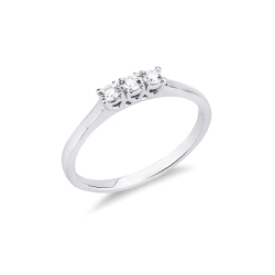 Bague trilogy linéaire en or blanc 18k avec diamants 0.15 ct