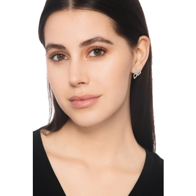 Boucles d’oreilles en or blanc 18k avec diamants losanges