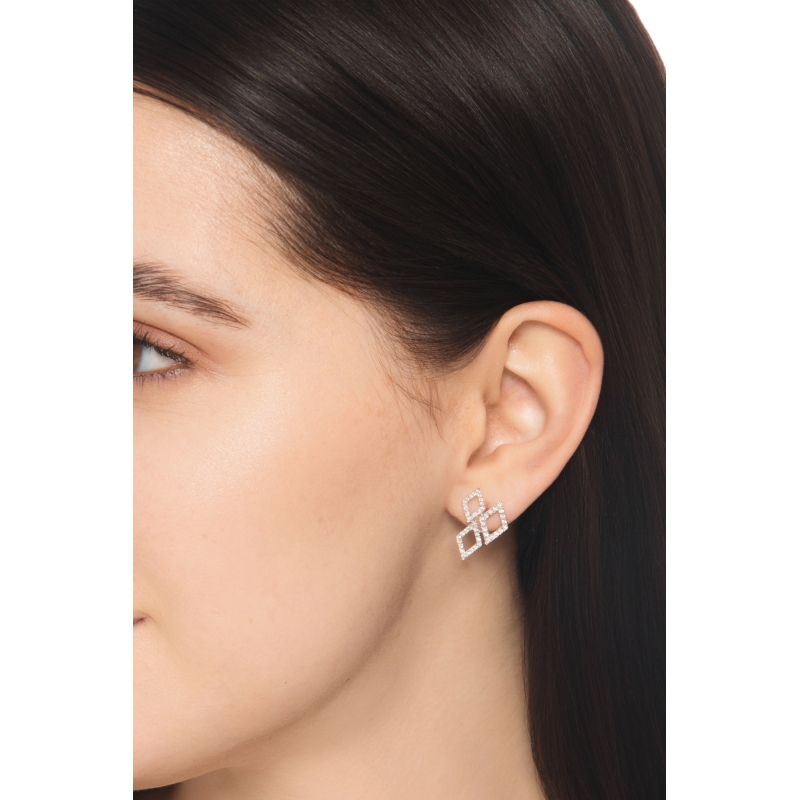 Boucles d’oreilles en or blanc 18k avec diamants losanges