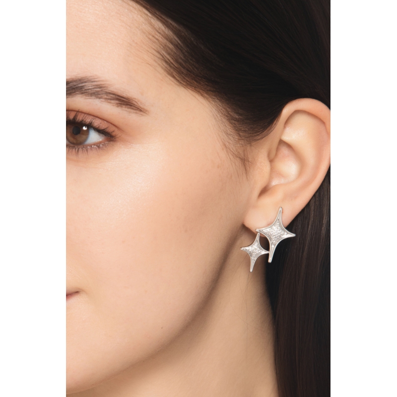 Boucles d’oreilles en or blanc 18k étoiles en diamants
