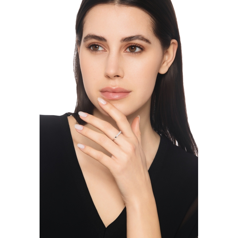 Demi-Alliance 5 Diamants 0.40ct Or Blanc 18K