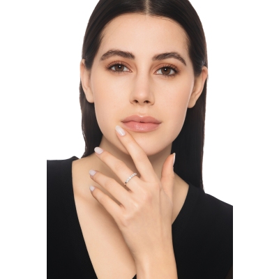 Demi-Alliance 7 Diamants Or Blanc 18K CT 0,55