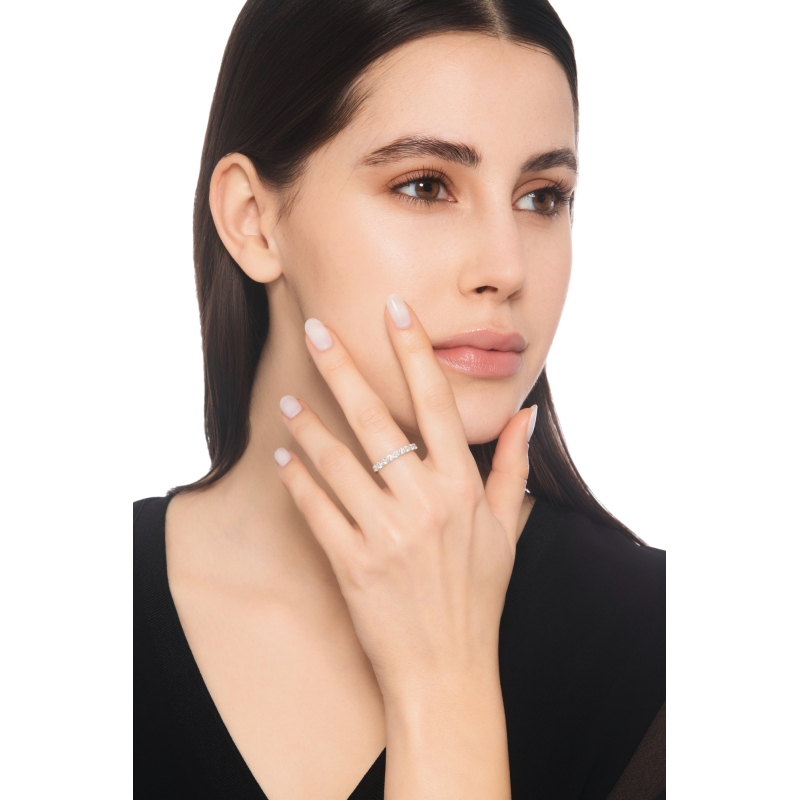 Bague 9 Diamants 0.75ct Or Blanc 18K