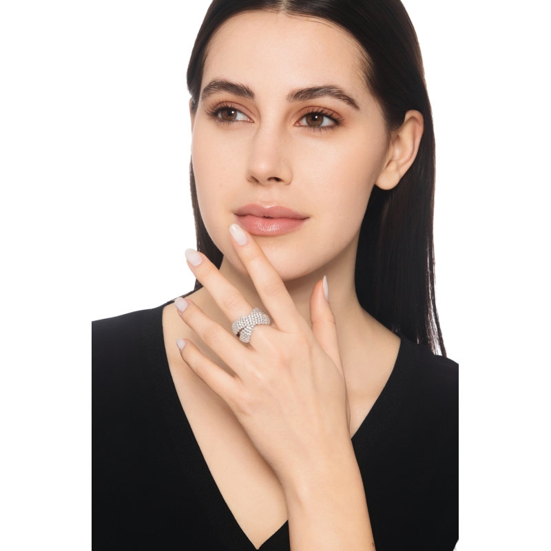 Bague bande Or 18k pavé diamants