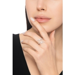 Bague feuille or blanc 18K diamants brillants 2