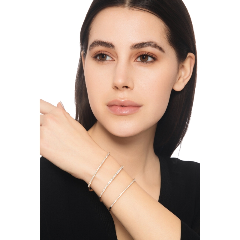 Bracelet Flexible en Diamants en Or Rose 18k Diamants Naturels