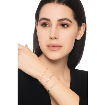 Bracelet Flexible en Diamants en Or Rose 18k Diamants Naturels