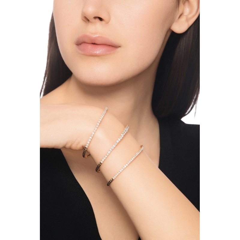 Bracelet Flexible en Diamants en Or Rose 18k Diamants Naturels