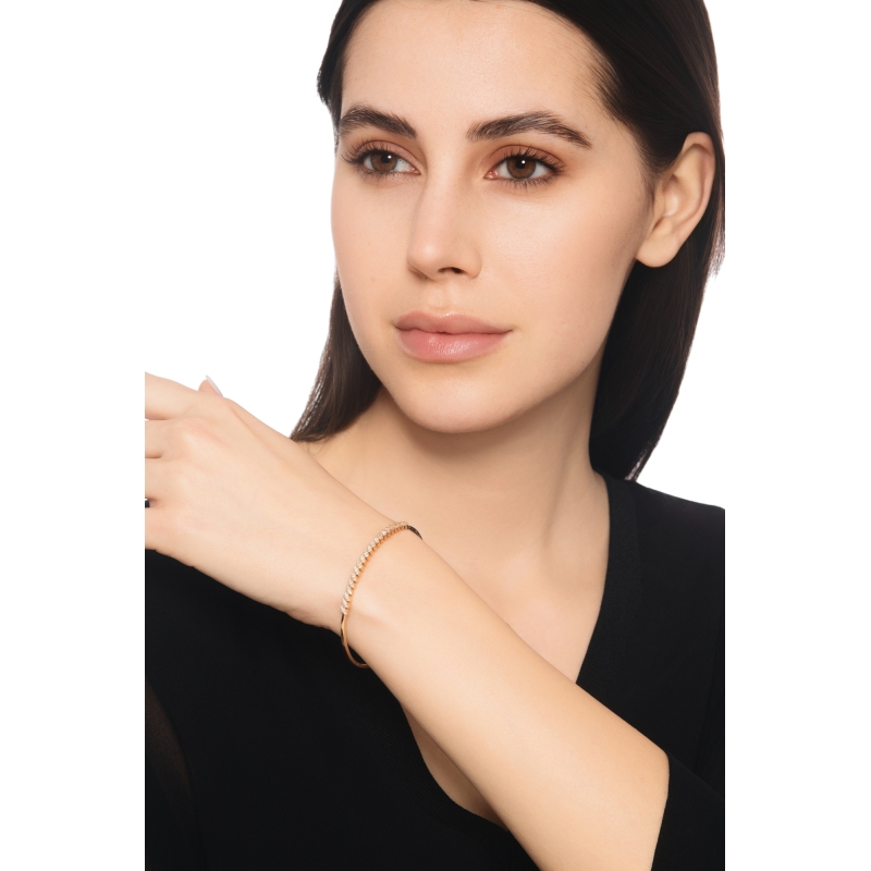 Bracelet ressort en or rose 18k avec diamants 