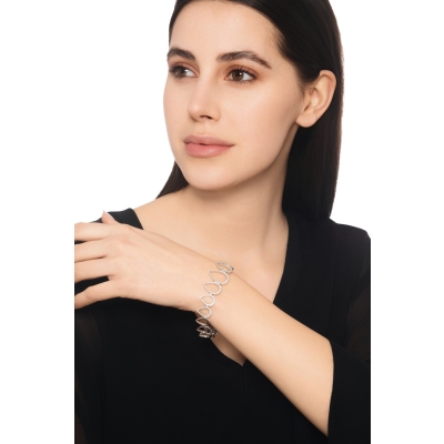  Bracelet fantaisie goutte en or blanc