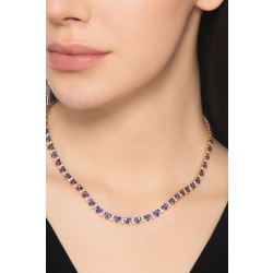 Collier tennis or rose 18k avec saphirs bleus et diamants 2