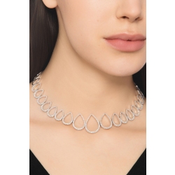 Collier fantaisie goutte en or blanc 2