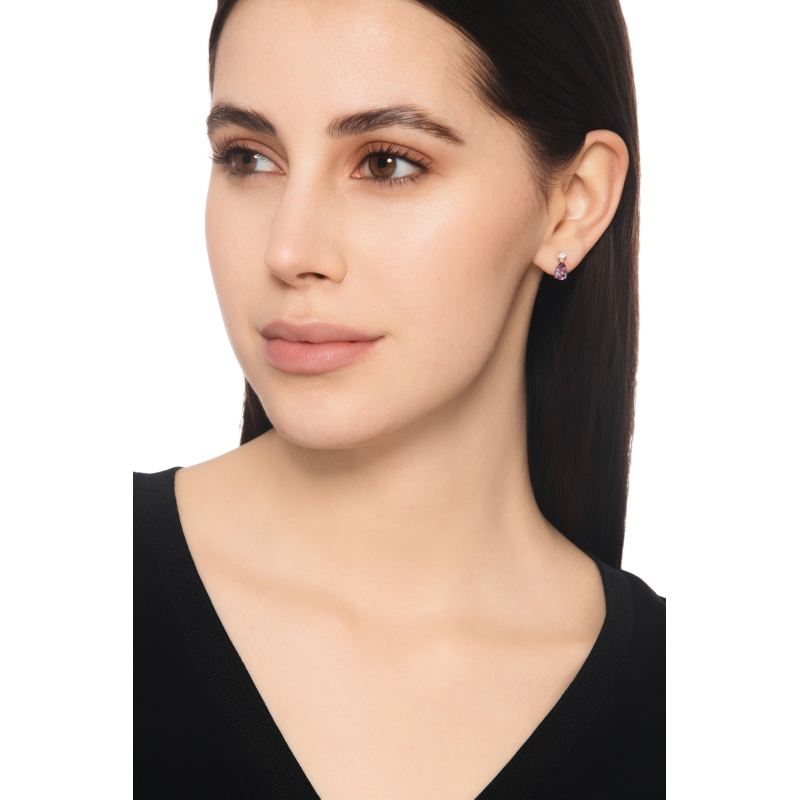 Boucles femme Or Blanc 18k avec améthyste et diamants