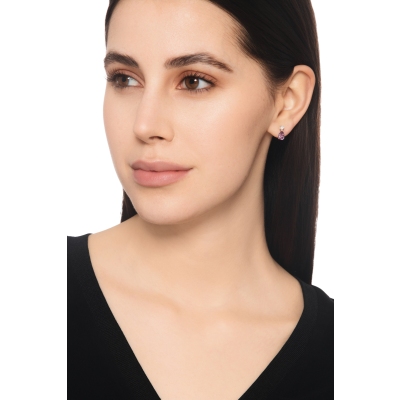 Boucles femme Or Blanc 18k avec améthyste et diamants