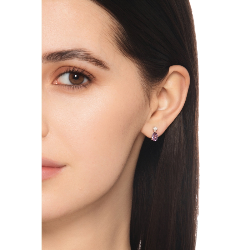 Boucles femme Or Blanc 18k avec améthyste et diamants
