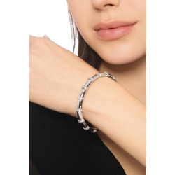 Bracelet élastique en or blanc 18k avec rangées de diamants 2