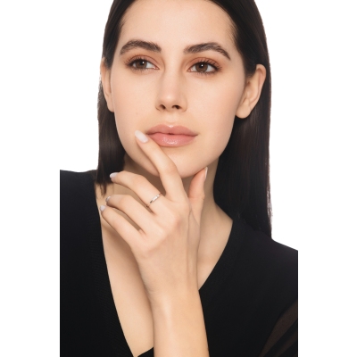 Bague trilogy linéaire en or blanc 18k avec diamants 0.15 ct